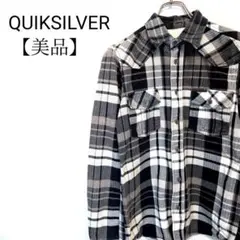 【美品】QUIKSILVER　チェック柄　刺繍ロゴ 長袖　ネルシャツ