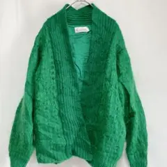 【希少】UKヴィンテージ Emreco モヘア混 ニットカーディガン グリーン