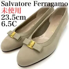 サルヴァトーレフェラガモ　パンプス　23.5cm ヴァラ　リボン　ヌバック