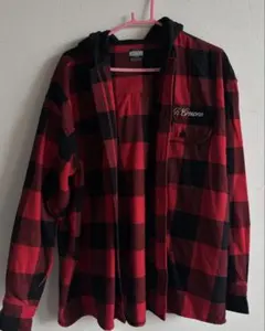 ロデオクラウンズ フード付きネルシャツ レッド ブラックチェック