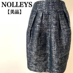 【美品】 NOLLEYS ノーリーズ タイトスカート タックスカート ゴールド柄