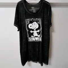 スヌーピー PEANUTS ヴィンテージ風 Tシャツ 3L 4L 黒