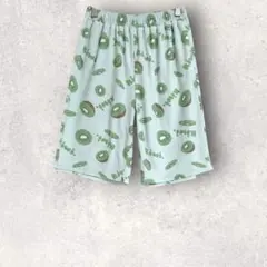 キウイフルーツ柄　ハーフパンツ　ショーパン　ウエストゴム　リラックス　総柄　L