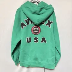 AVIREX アヴィレックス 2XL フルジップパーカー グリーン 緑 メンズ