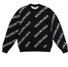 バレンシアガ　ニット　総柄　ブラック　BALENCIAGA ロゴのサムネイル