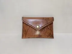本革 ハンドメイド カードケース 名刺入れ マップ柄 スナップボタン
