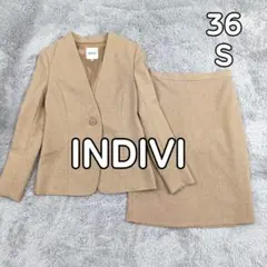 INDIVI インディヴィ スカートスーツ セットアップ 洗える ノーカラー S