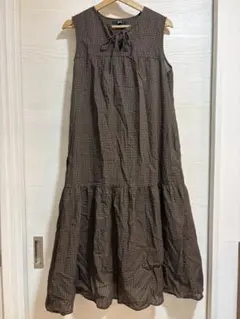【美品✨】UNIQLO ユニクロ　ギンガムチェック　ノースリーブ　ワンピース