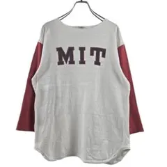 ウエアハウス スラブコットン染み込みプリントMITカレッジプリント7分袖Tシャツのサムネイル