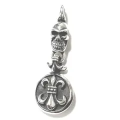 スカル　ユリ　シルバー925　シルバーネックレス　ペンダント　トップヘッドアクセ