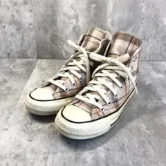 コンバース オールスター【23.0】チェック ハイカット ベージュ スニーカー