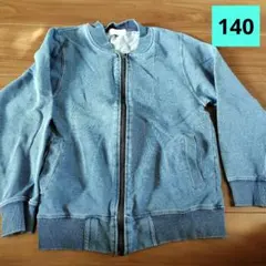 デニム生地　綿86％　薄手　140サイズ 　ジップアップジャケット