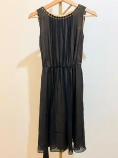 ※最終値下げ※ ANAYI 黒のノースリーブワンピース ビーズ装飾付き　36