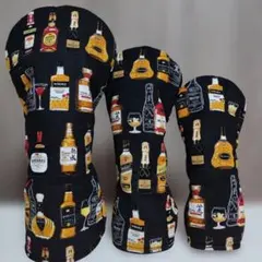 ハンドメイド☆洋酒柄ヘッドカバー3点セット