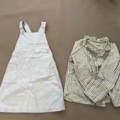 コムサデュモード　オーバーオール・GLOBAL WORK シャツセット120cm