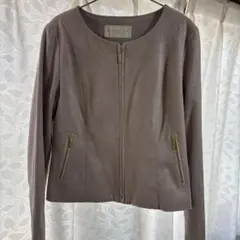 ノーカラーフェイクスエードブルゾン