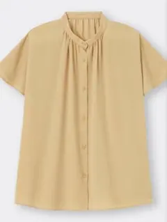 GU ドレープバンドカラーシャツ(半袖) ホワイト Sサイズ