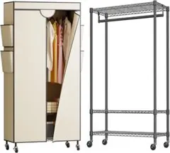 ハンガーラック幅90×奥行45×高さ184cm ワードローブ クローゼットのサムネイル