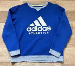 adidasトレーナー150cm フリース長袖裏起毛アディダススウェット あお