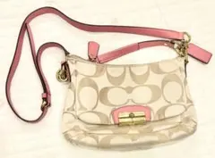 COACH コーチ ショルダーバッグ ベージュ/ピンク
