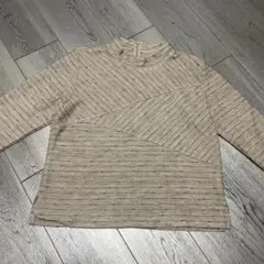 ベージュ ストライプ 長袖 トップスLサイズ