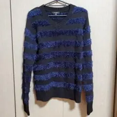 Freude ボーダーセーター M 黒/青　ホスト　原宿系 V系