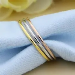 ステンレスリング　3色丸リング　指輪　ピンキーリング　レディースリング