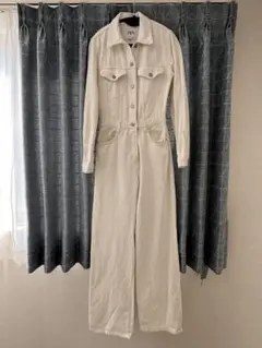 ZARA ホワイトデニムオーバーオールつなぎ
