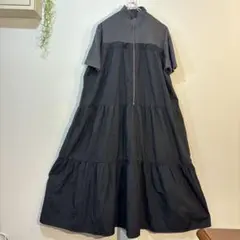 forksy. ハーフジップ ティアードワンピース ブラック