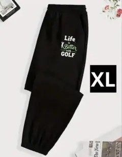 【新品/XLサイズ】ゴルフウェア レディース ロングパンツ スウェット ブラック