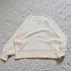 【新品タグ付】coen スウェット風クルーネックニット オフ白 F