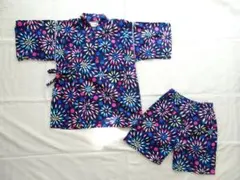 くろわっさんすべべ★甚平★女の子★花火モチーフ★120