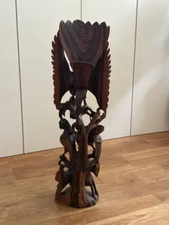 希少　特大80cm バリ島 一刀彫 縞黒檀（エボニー）縁起物　オールドバリ