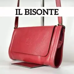 美品✨ IL BISONTE ショルダーバッグ レザー レッド イルビゾンテのサムネイル