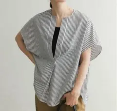 URBAN RESEARCH DOORS 麻・綿コクーンストライプシャツ