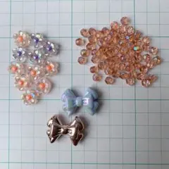 アクリル花型ビーズとリボン型ビーズセット