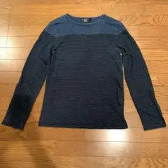 RRL インディゴ コットン ボートネック ボーダー ロンT バスクシャツ