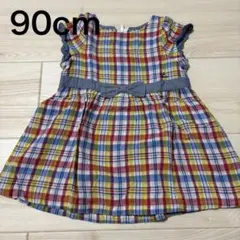 MIKI HOUSE【90cm】チェック柄ワンピース