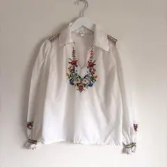 vintage1点ものレトロ古着ビンテージビッグサイズカラフルロングブラウス vintage1点ものレトロ古着ビンテージビッグサイズカラフルロング