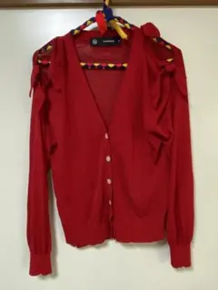 GU×UNDERCOVER リボン付きレッドカーディガン