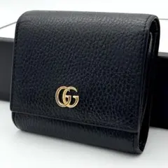 グッチ 日本限定 バイカラー GGマーモント 二つ折り 財布 ブラック