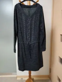 ダークグレー杢 Vネックニットチュニック