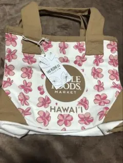 ハワイ限定【Whole Foods Market】ミニトートバッグ　プルメリア柄