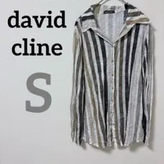 david cline 【S】ストライプ シャツ 襟付き 長袖 クロップド丈