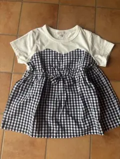 ギンガムチェックリボン付きTシャツ