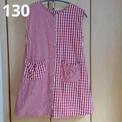 【中古】ラグマート 赤いギンガムチェック ワンピース 130