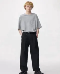 GU バレルレッグワークパンツ　ブラック　S