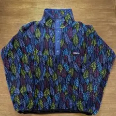 90s USA製 Patagonia パタゴニア フリース リーフ柄 スナップT