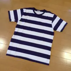 GU 紫と白のストライプ TシャツL