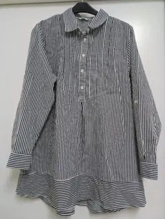 ストライプ 長袖シャツワンピース LLサイズ 試着のみ